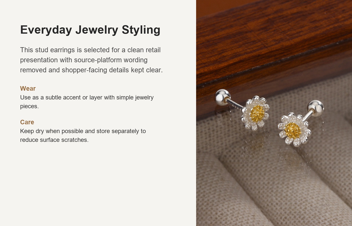 S925 Silver Flower Minimalist Korean Style Screw Back Stud Earrings for Women detail image