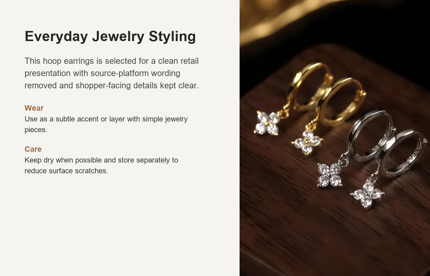 S925 Silver Four Leaf Clover CZ European American Hoop Earrings for Women detail image