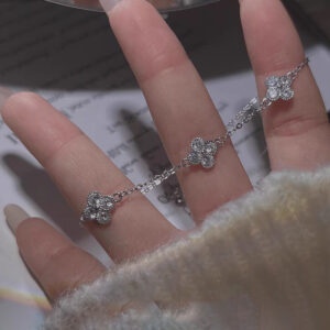 S925 Silver Four Leaf Clover CZ Full CZ Light Luxury Micro Pave Bracelet for Women main image 1