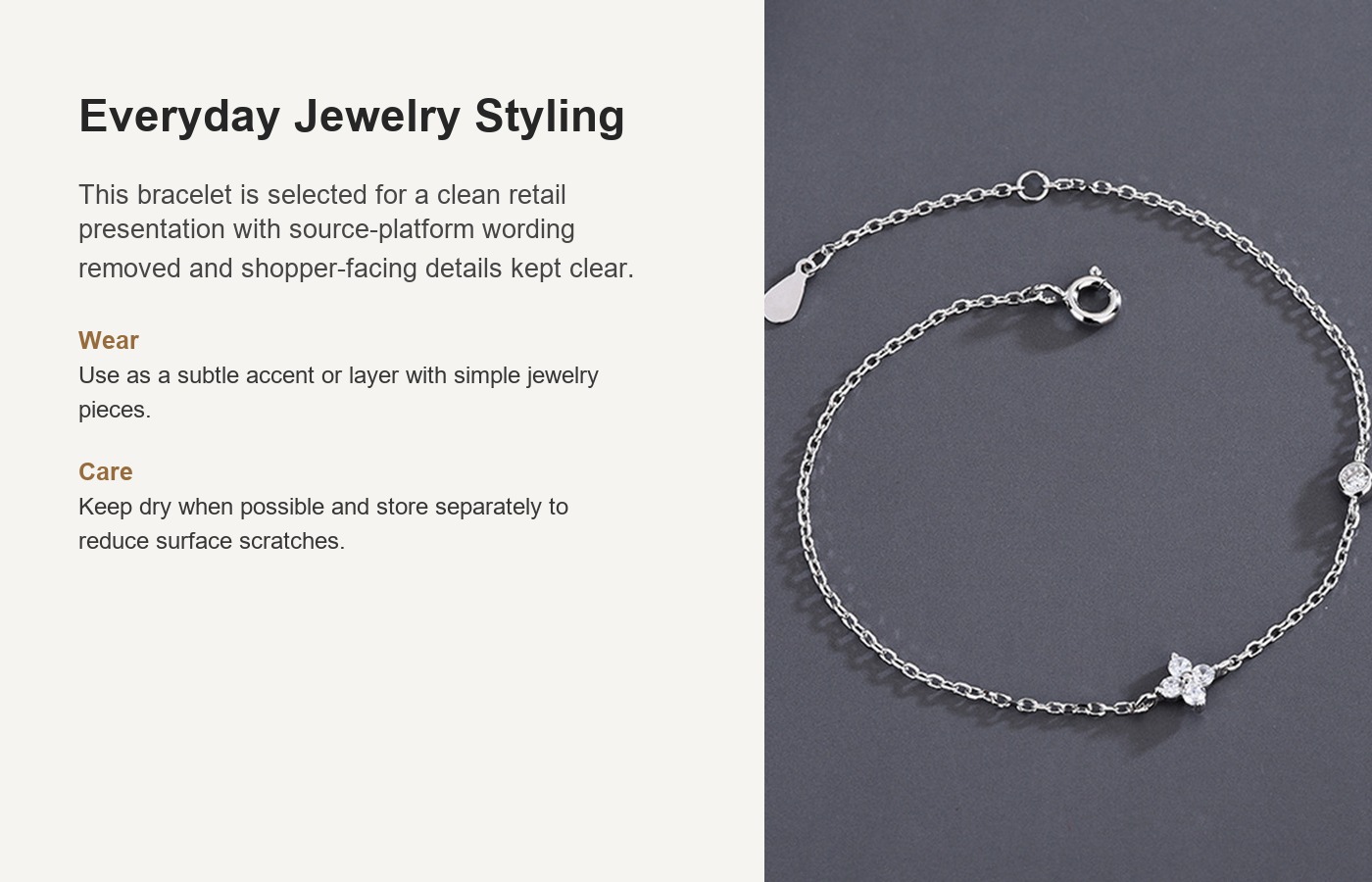 S925 Silver Four Leaf Clover CZ Light Luxury Bracelet for Women detail image