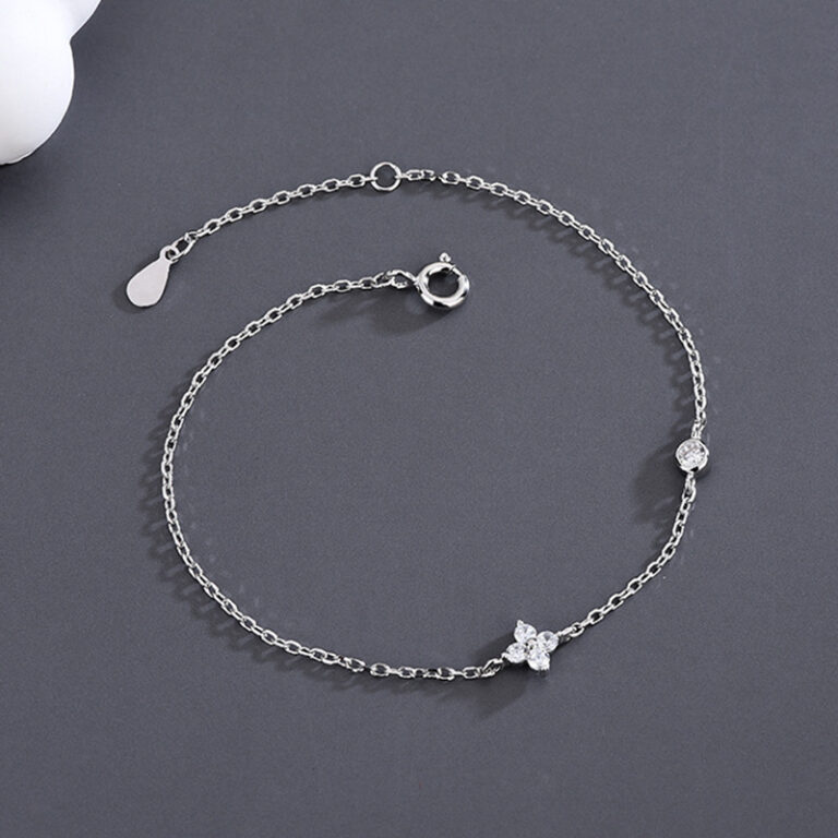 S925 Silver Four Leaf Clover CZ Light Luxury Bracelet for Women main image 1