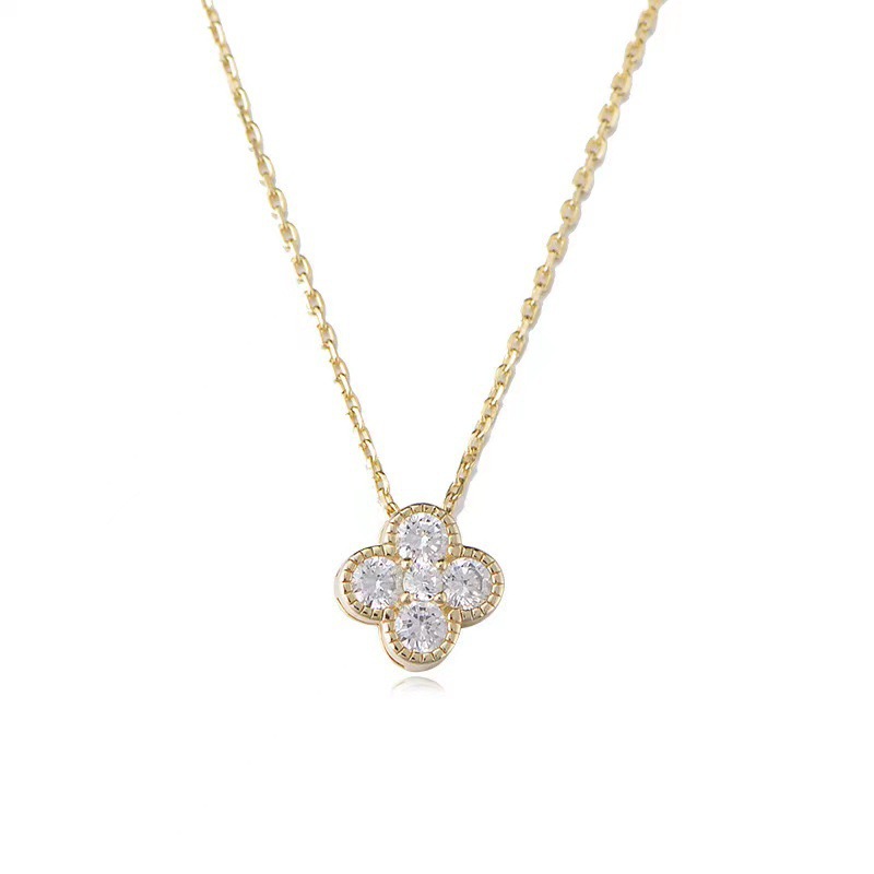S925 Silver Four Leaf Clover CZ Light Luxury Collarbone Chain Necklace for Women main image 5