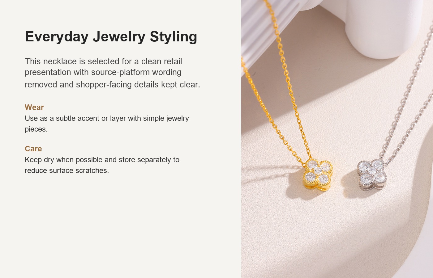 S925 Silver Four Leaf Clover CZ Light Luxury Collarbone Chain Necklace for Women detail image