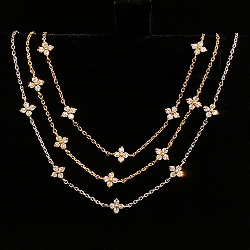 S925 Silver Four Leaf Clover CZ Minimalist Light Luxury Bracelet main image 4