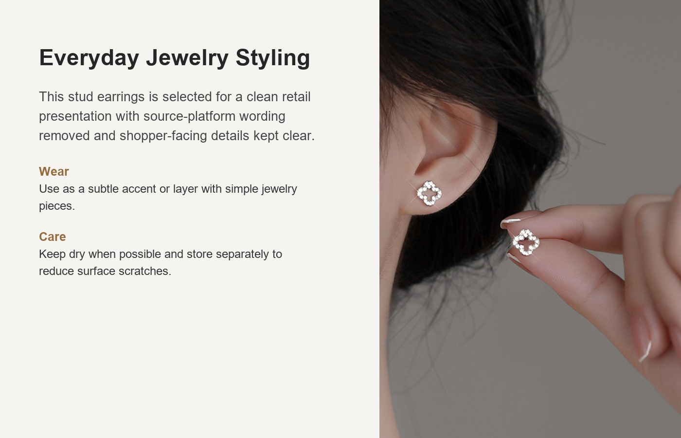 S925 Silver Four Leaf Clover Full CZ Light Luxury Openwork Stud Earrings for Women detail image