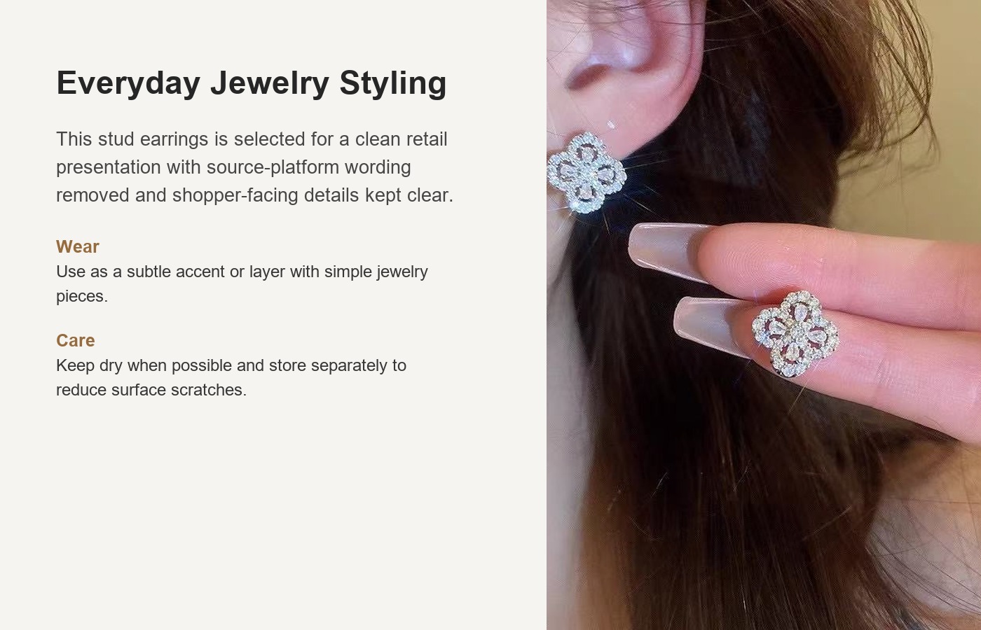 S925 Silver Four Leaf Clover Full CZ Light Luxury Stud Earrings for Women detail image