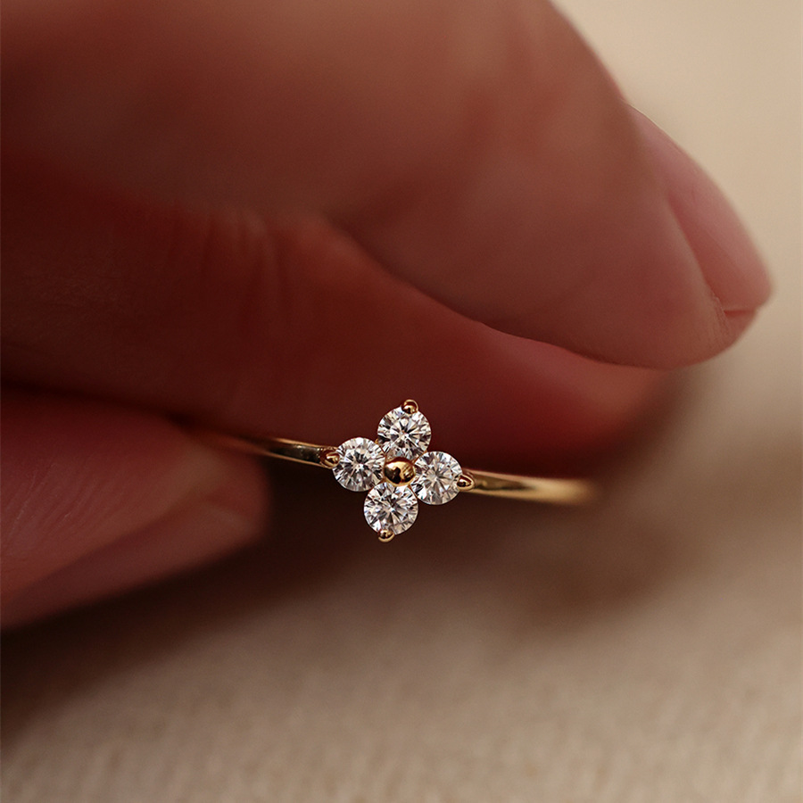 S925 Silver Four Leaf Clover Ring for Women main image 2