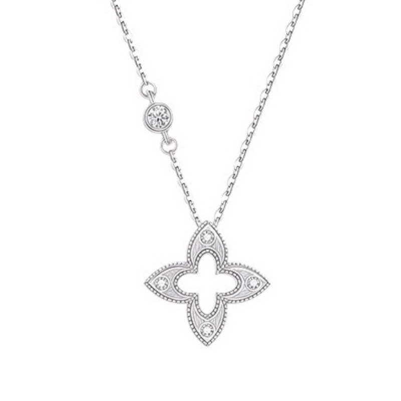 S925 Silver Four Leaf Clover Vintage Chinese Vintage Collarbone Chain Necklace for Women main image 5