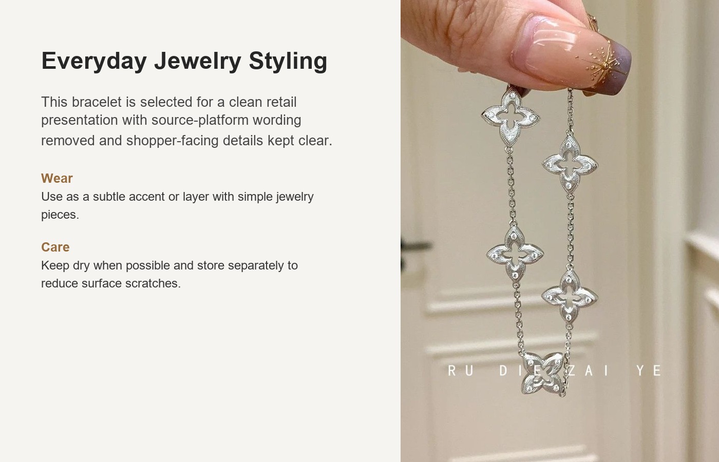 S925 Silver Four Leaf Clover Vintage Minimalist French Vintage Brushed Bracelet for Women detail image