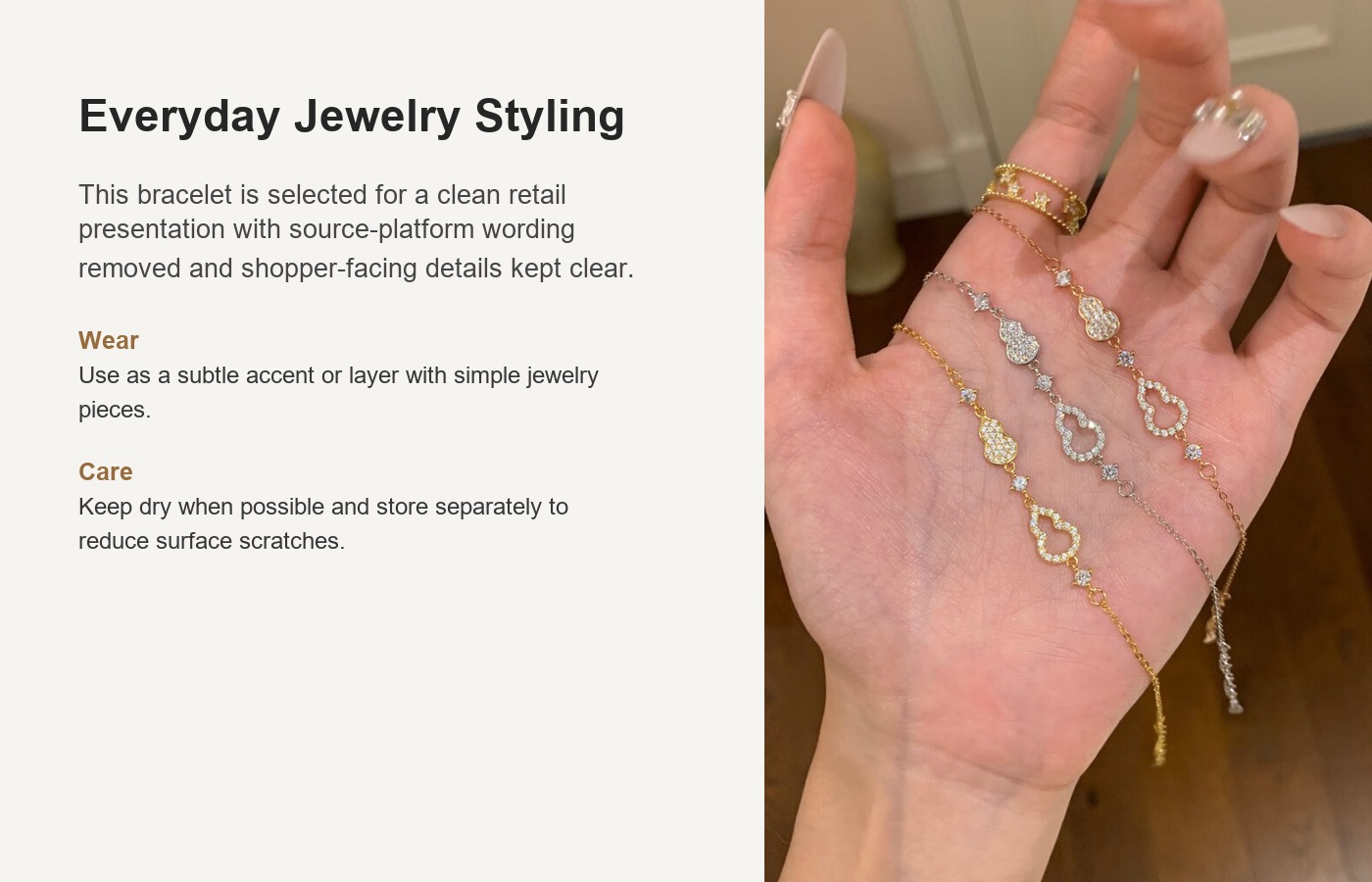 S925 Silver Gourd CZ Full CZ Minimalist Light Luxury Bracelet for Women detail image