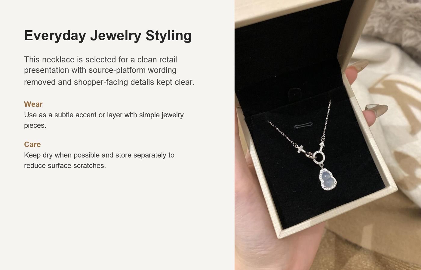 S925 Silver Gourd CZ White Chalcedony Modern Chinese Vintage Necklace for Women detail image