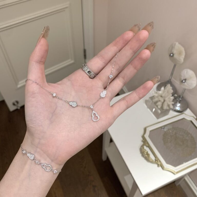 S925 Silver Gourd Full CZ Minimalist Collarbone Chain Necklace for Women main image 1