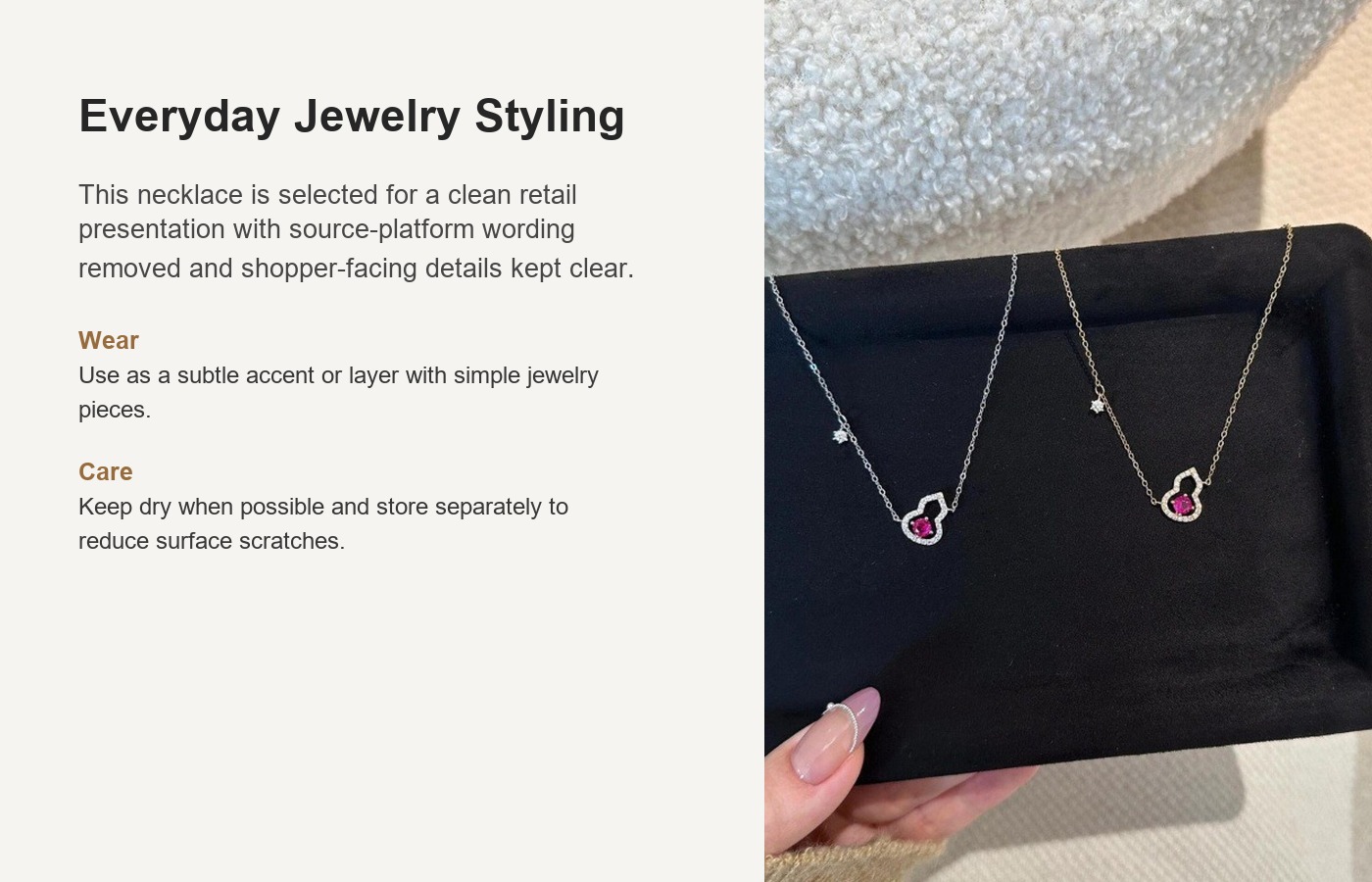 S925 Silver Gourd Modern Chinese Light Luxury Necklace for Women detail image