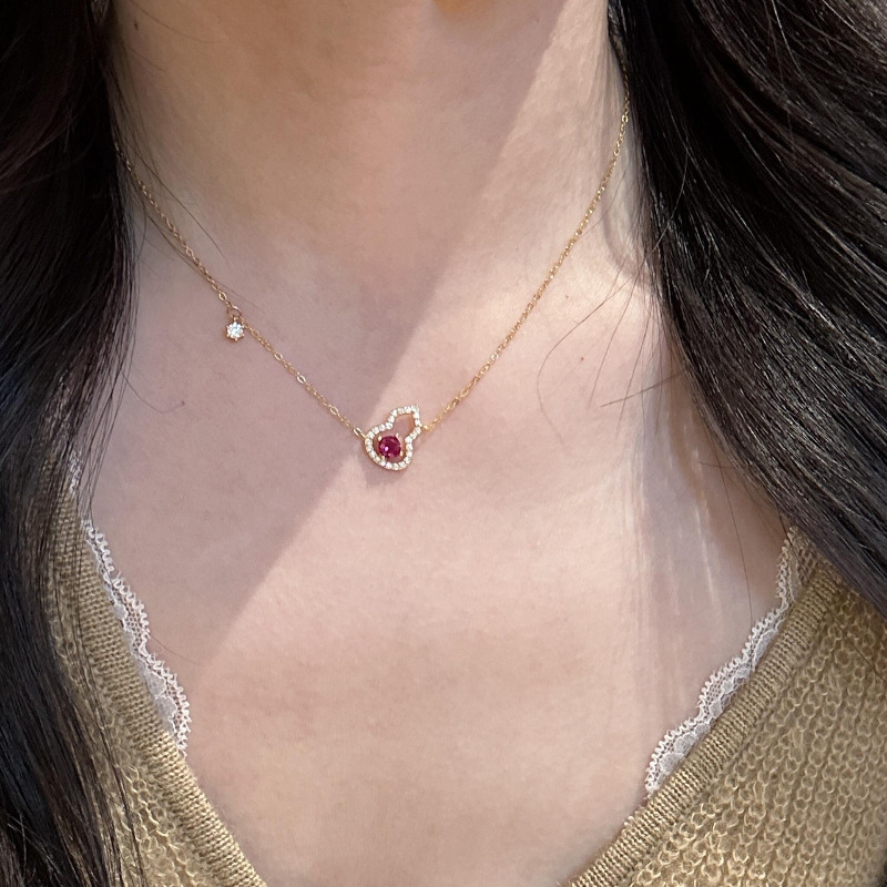 S925 Silver Gourd Modern Chinese Light Luxury Necklace for Women main image 2