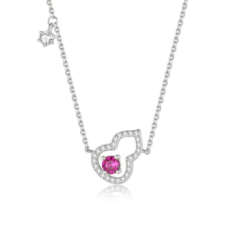 S925 Silver Gourd Modern Chinese Light Luxury Necklace for Women main image 5