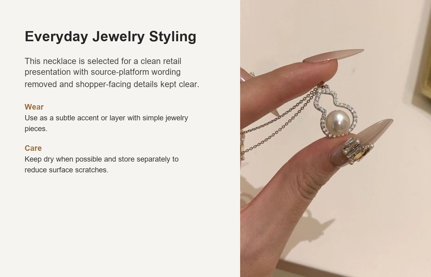S925 Silver Gourd Pearl Modern Chinese Collarbone Chain Necklace for Women detail image