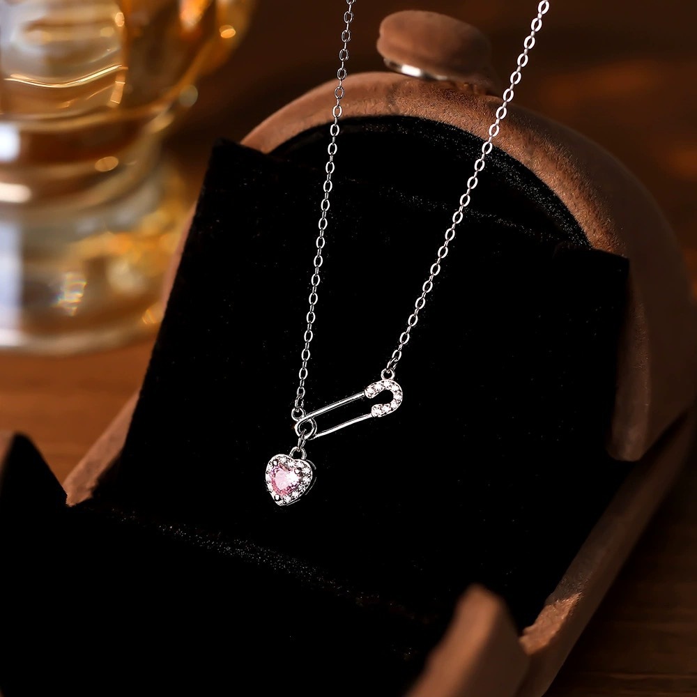 S925 Silver Heart CZ Collarbone Chain Necklace for Women main image 1