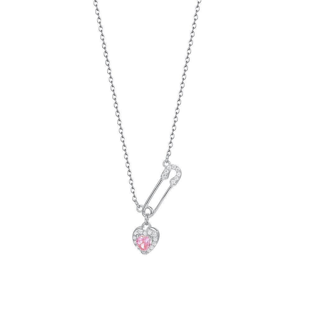 S925 Silver Heart CZ Collarbone Chain Necklace for Women main image 5