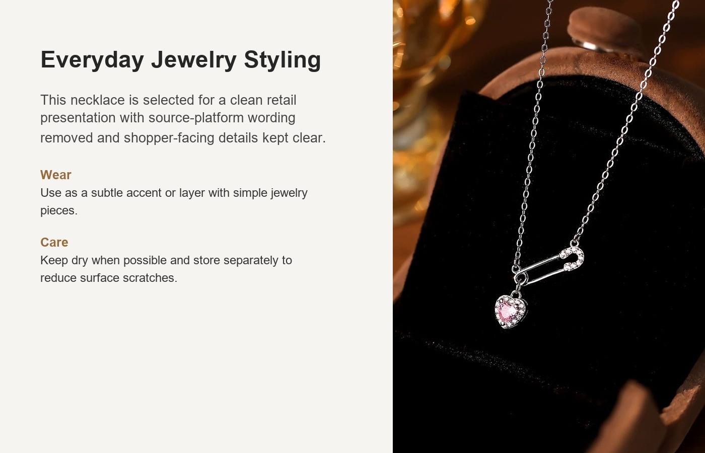 S925 Silver Heart CZ Collarbone Chain Necklace for Women detail image