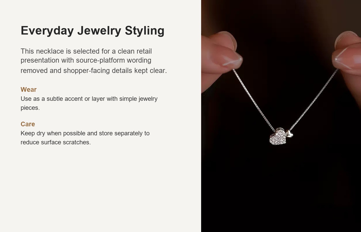 S925 Silver Heart Full CZ Light Luxury Collarbone Chain Necklace for Women detail image