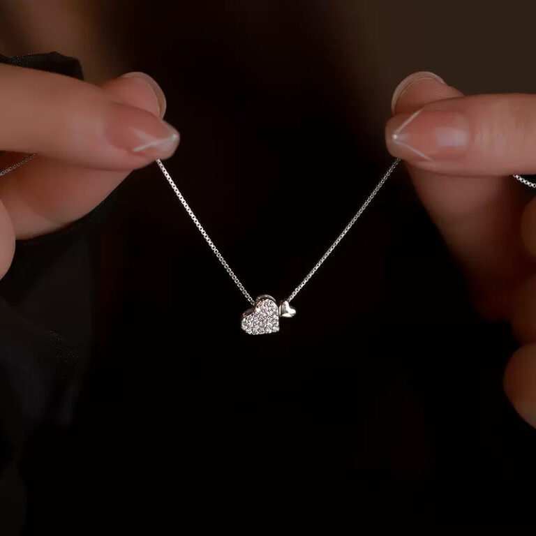 S925 Silver Heart Full CZ Light Luxury Collarbone Chain Necklace for Women main image 1