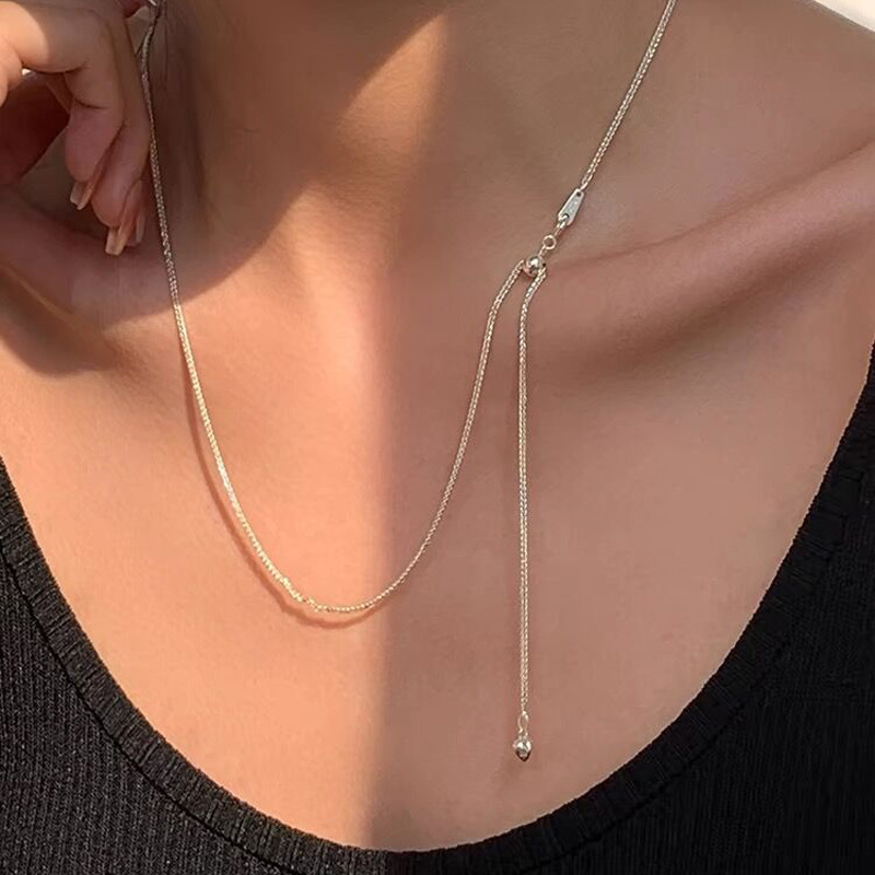 S925 Silver Heart Korean Style Collarbone Chain Necklace main image 2
