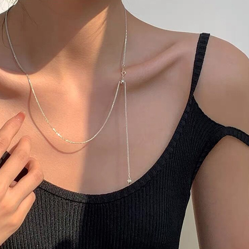 S925 Silver Heart Korean Style Collarbone Chain Necklace main image 3