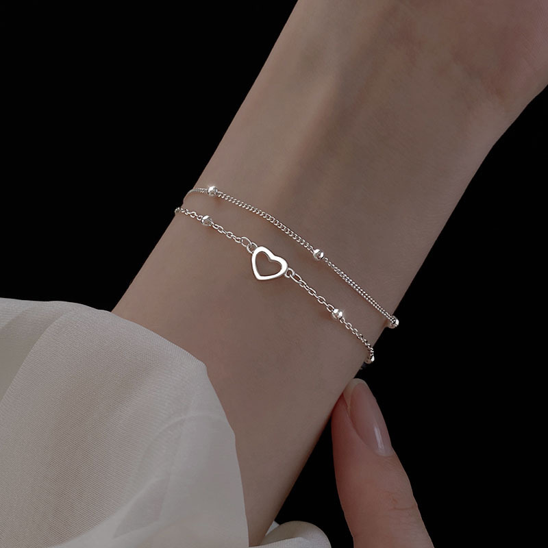S925 Silver Heart Minimalist Bracelet for Women main image 2