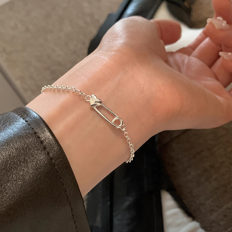 S925 Silver Heart Minimalist Bracelet for Women main image 2