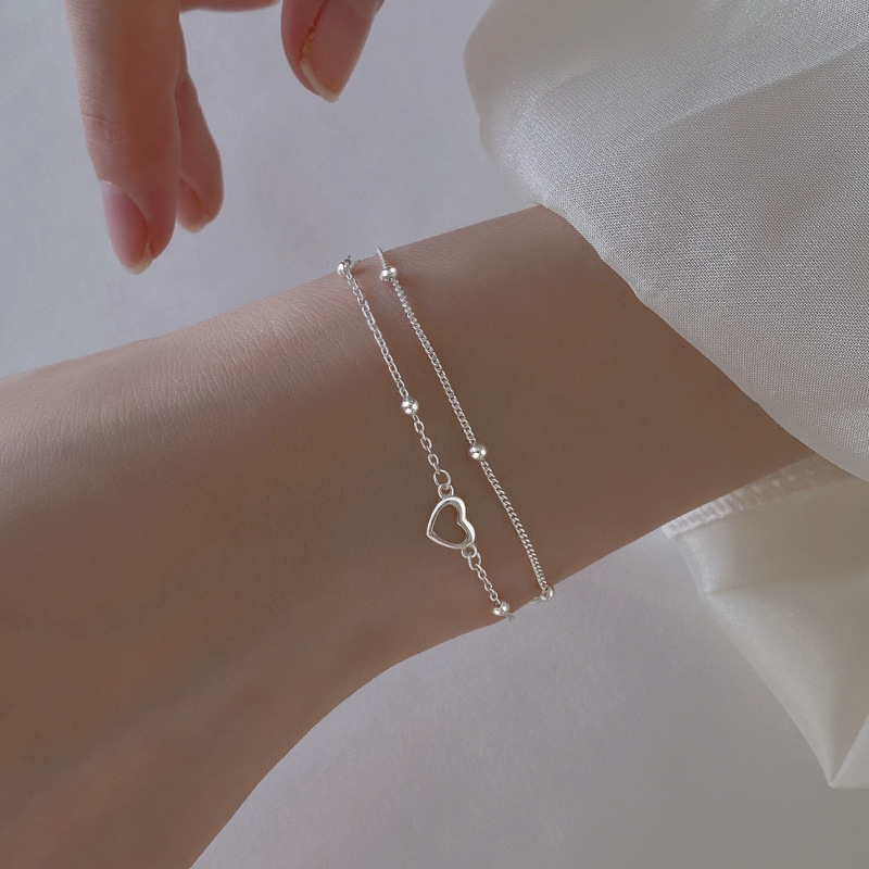 S925 Silver Heart Minimalist Bracelet for Women main image 4