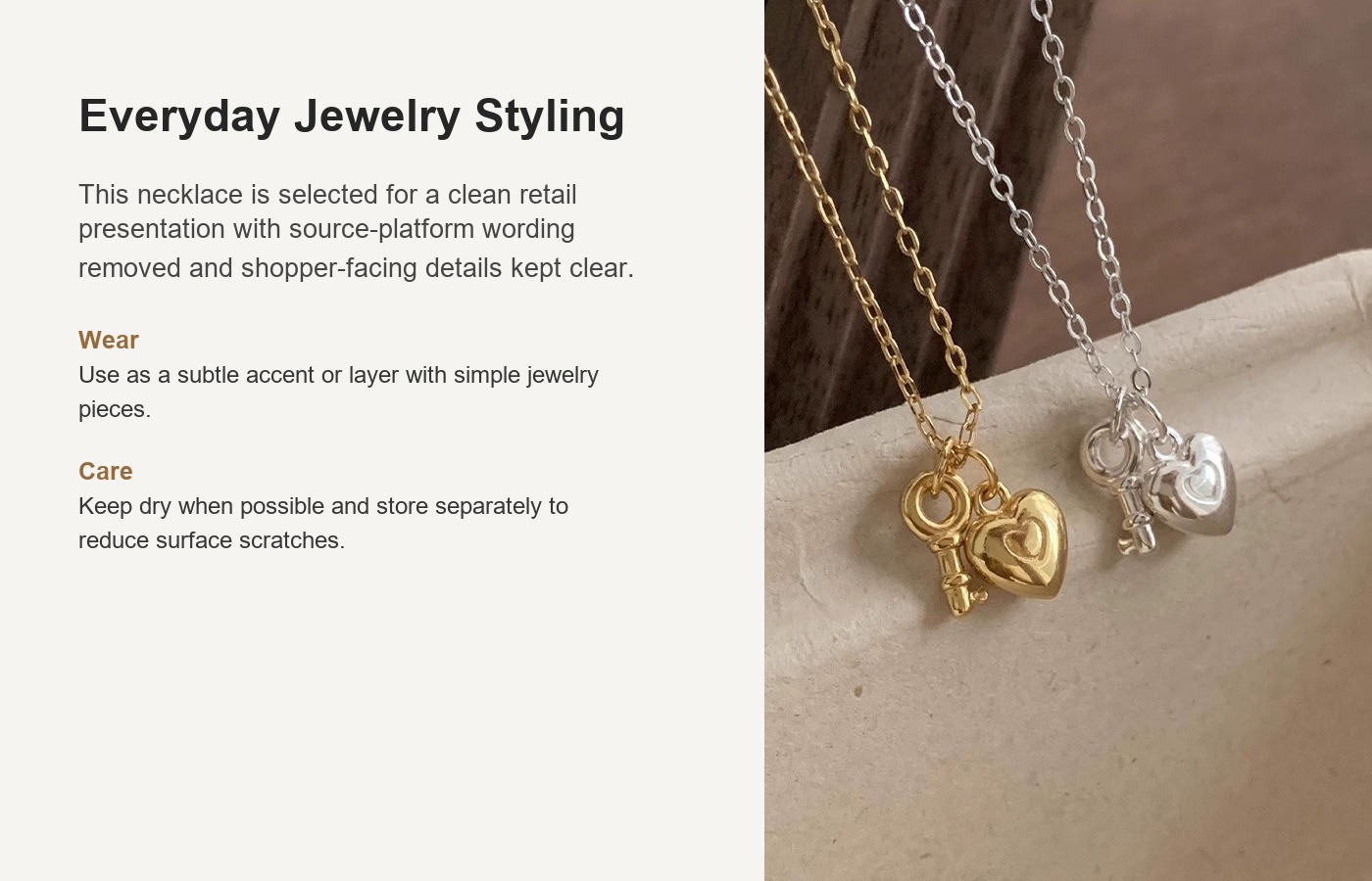 S925 Silver Heart Minimalist Collarbone Chain Necklace for Women detail image