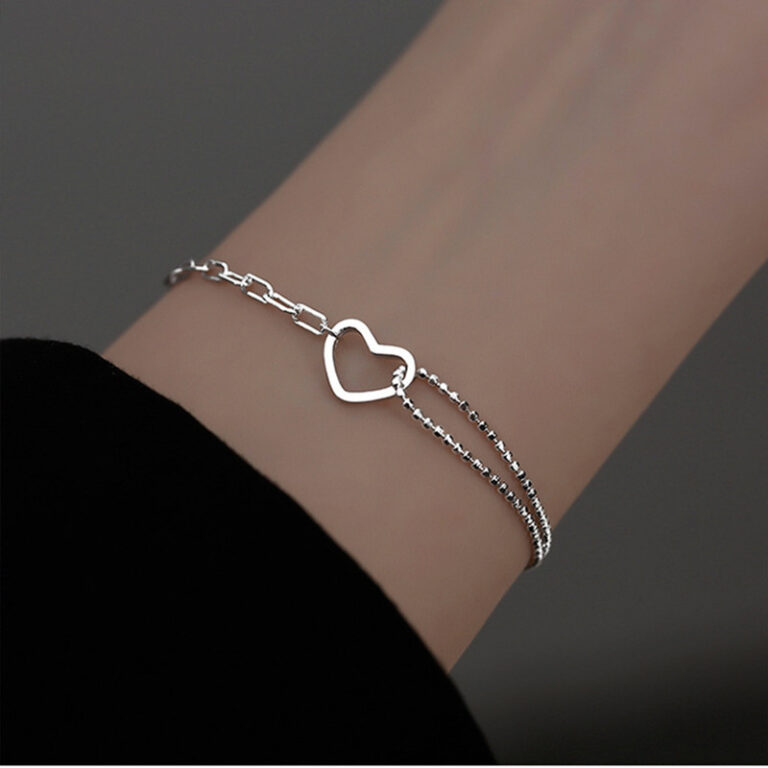 S925 Silver Heart Minimalist Light Luxury Bracelet for Women main image 1