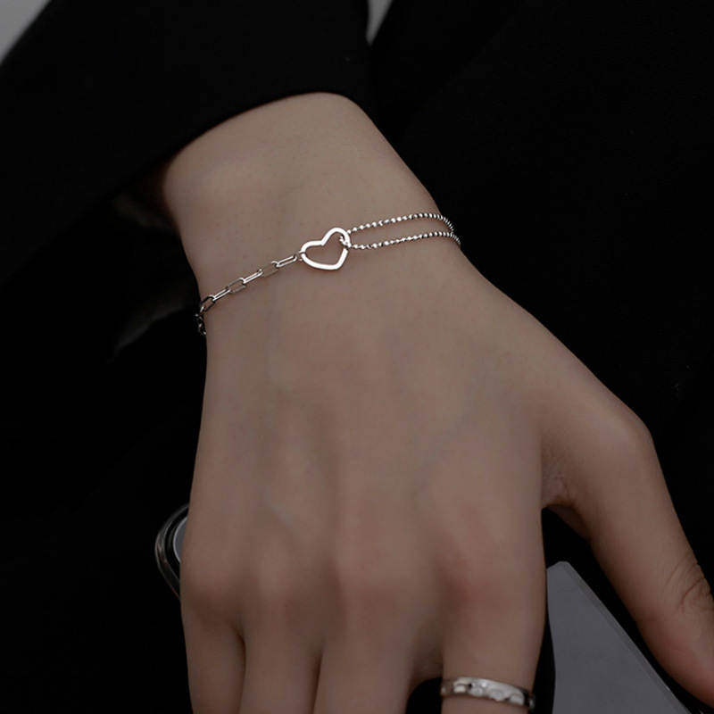 S925 Silver Heart Minimalist Light Luxury Bracelet for Women main image 2
