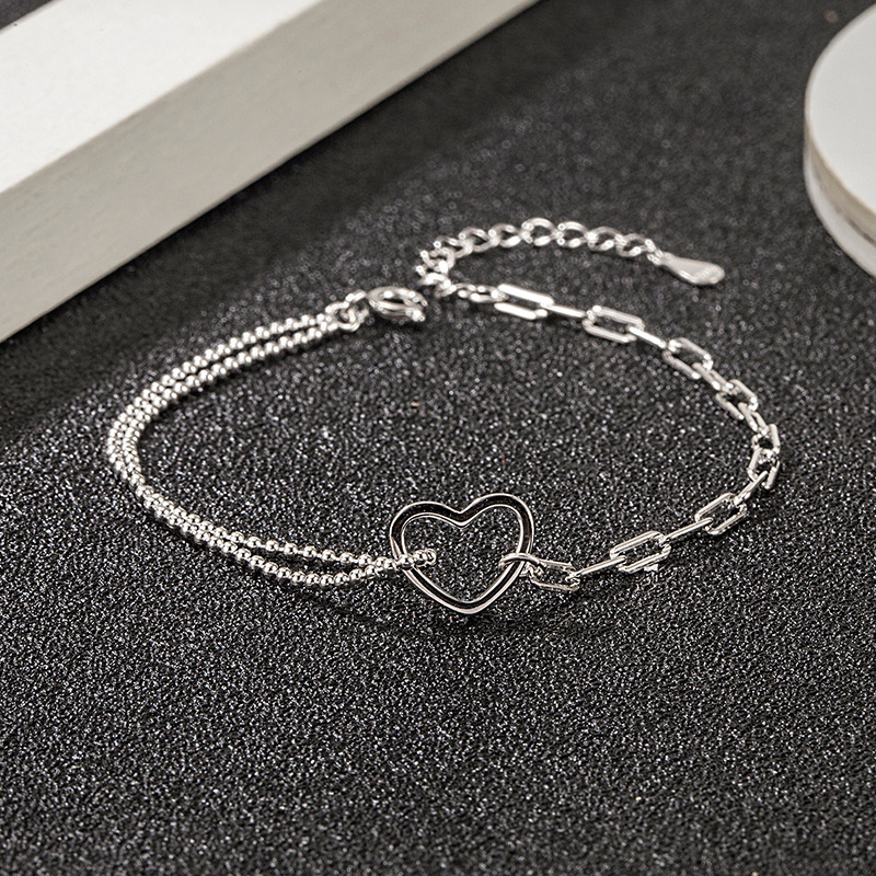 S925 Silver Heart Minimalist Light Luxury Bracelet for Women main image 3