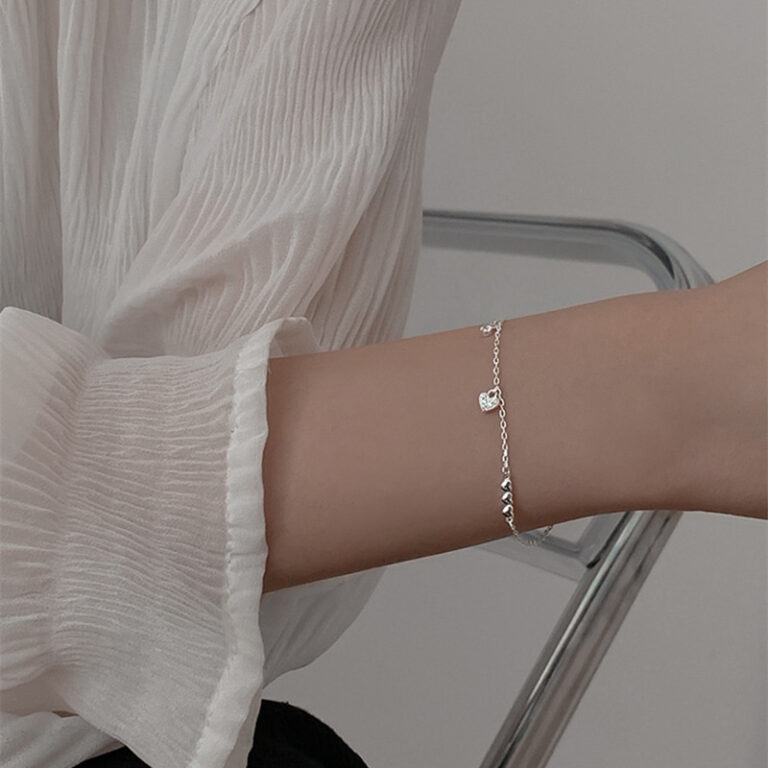 S925 Silver Heart Sparkle CZ Minimalist Light Luxury Bracelet for Women main image 1