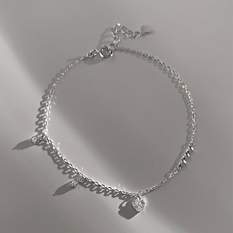 S925 Silver Heart Sparkle CZ Minimalist Light Luxury Bracelet for Women main image 3