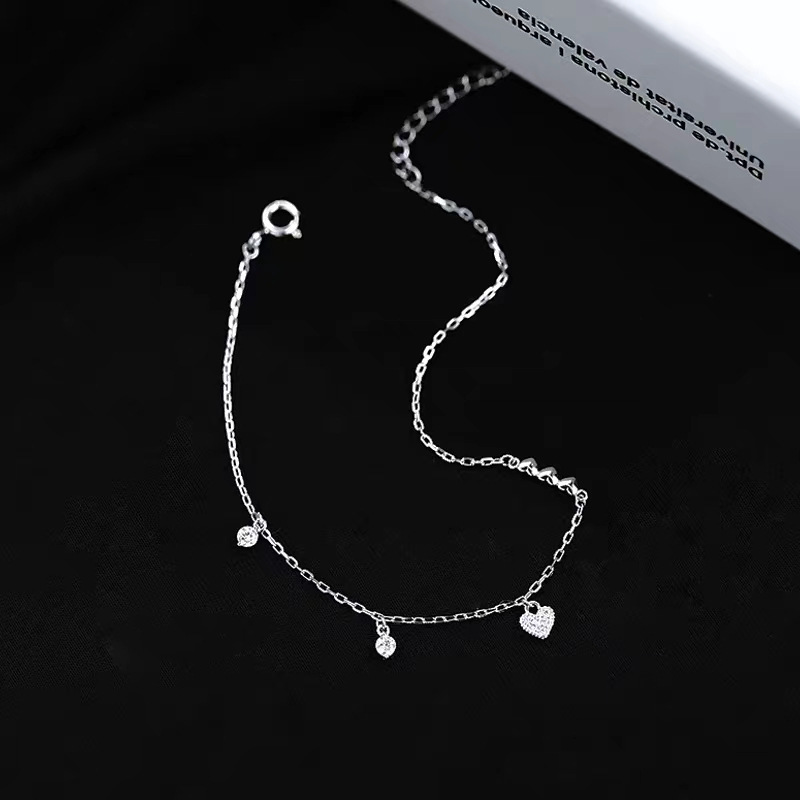 S925 Silver Heart Sparkle CZ Minimalist Light Luxury Bracelet for Women main image 4