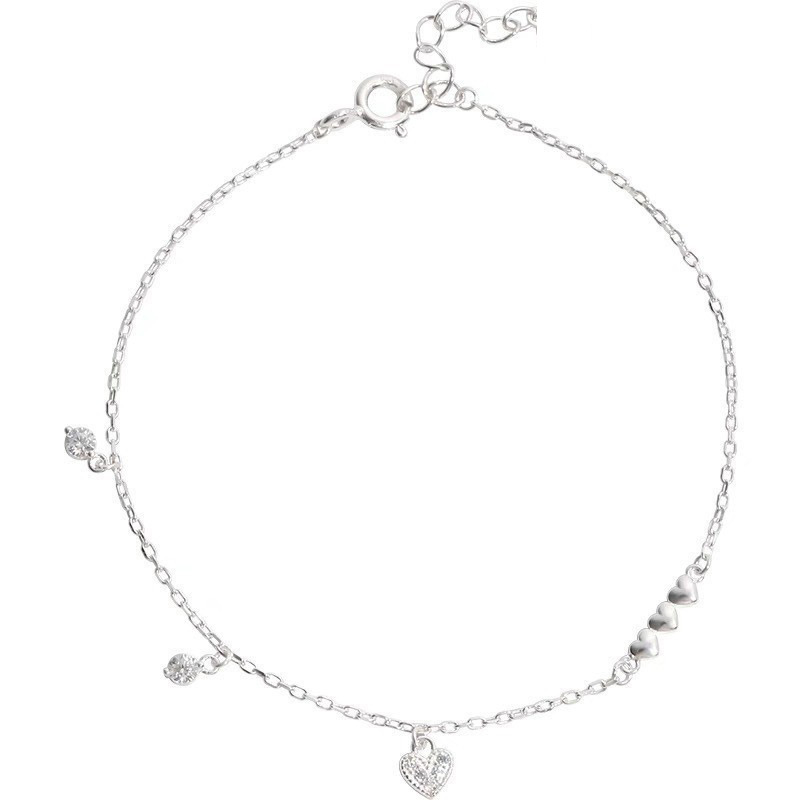 S925 Silver Heart Sparkle CZ Minimalist Light Luxury Bracelet for Women main image 5