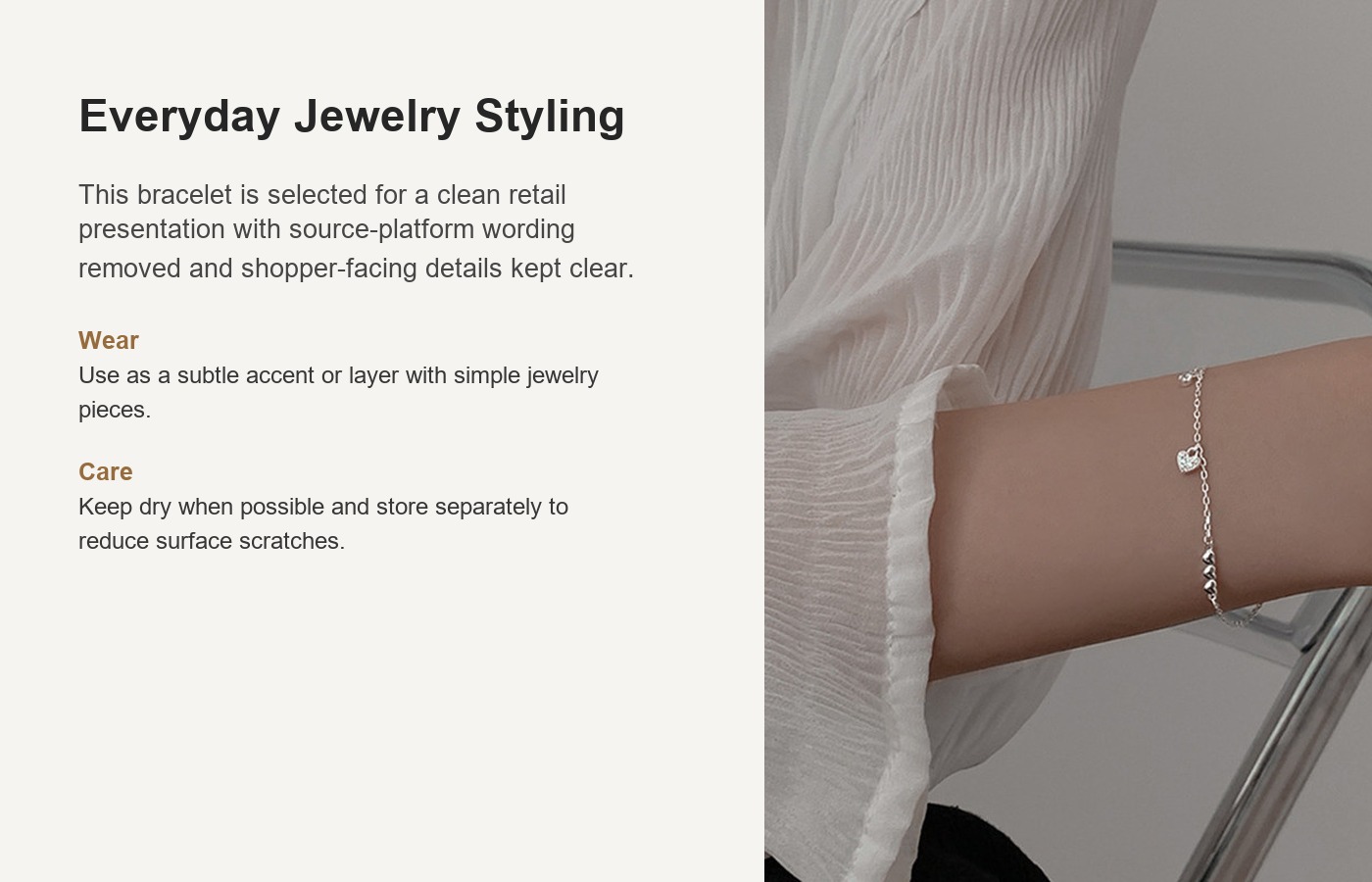 S925 Silver Heart Sparkle CZ Minimalist Light Luxury Bracelet for Women detail image