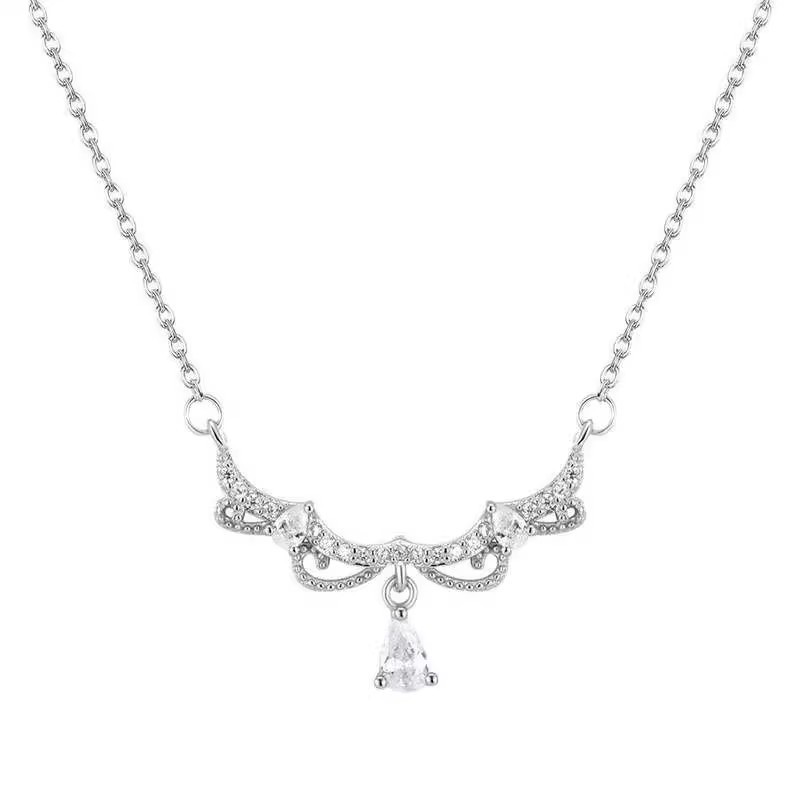 S925 Silver Lace Heart CZ Minimalist Collarbone Chain Necklace for Women main image 5
