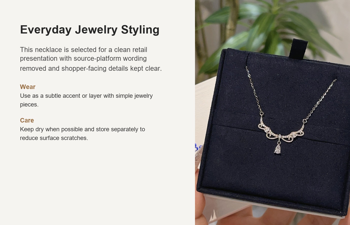 S925 Silver Lace Heart CZ Minimalist Collarbone Chain Necklace for Women detail image