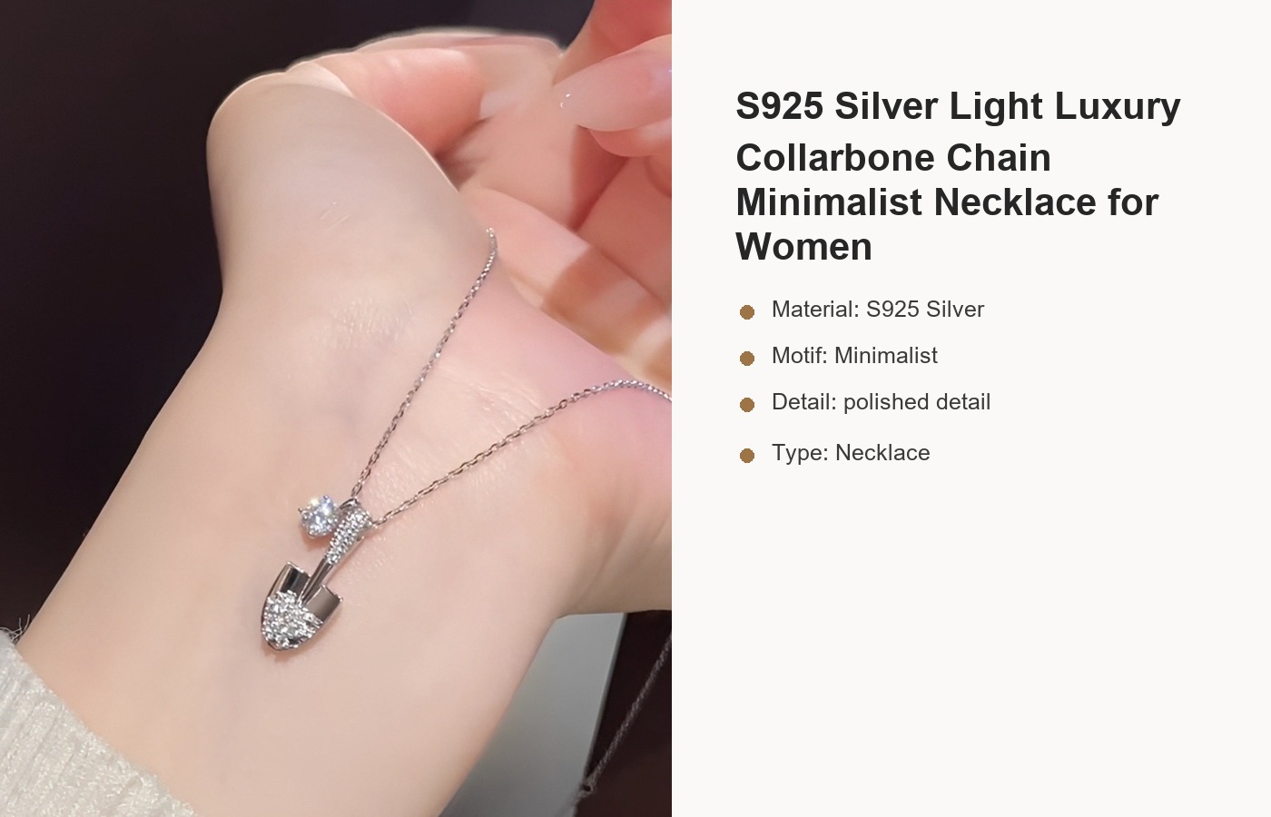 S925 Silver Light Luxury Collarbone Chain Minimalist Necklace for Women detail image