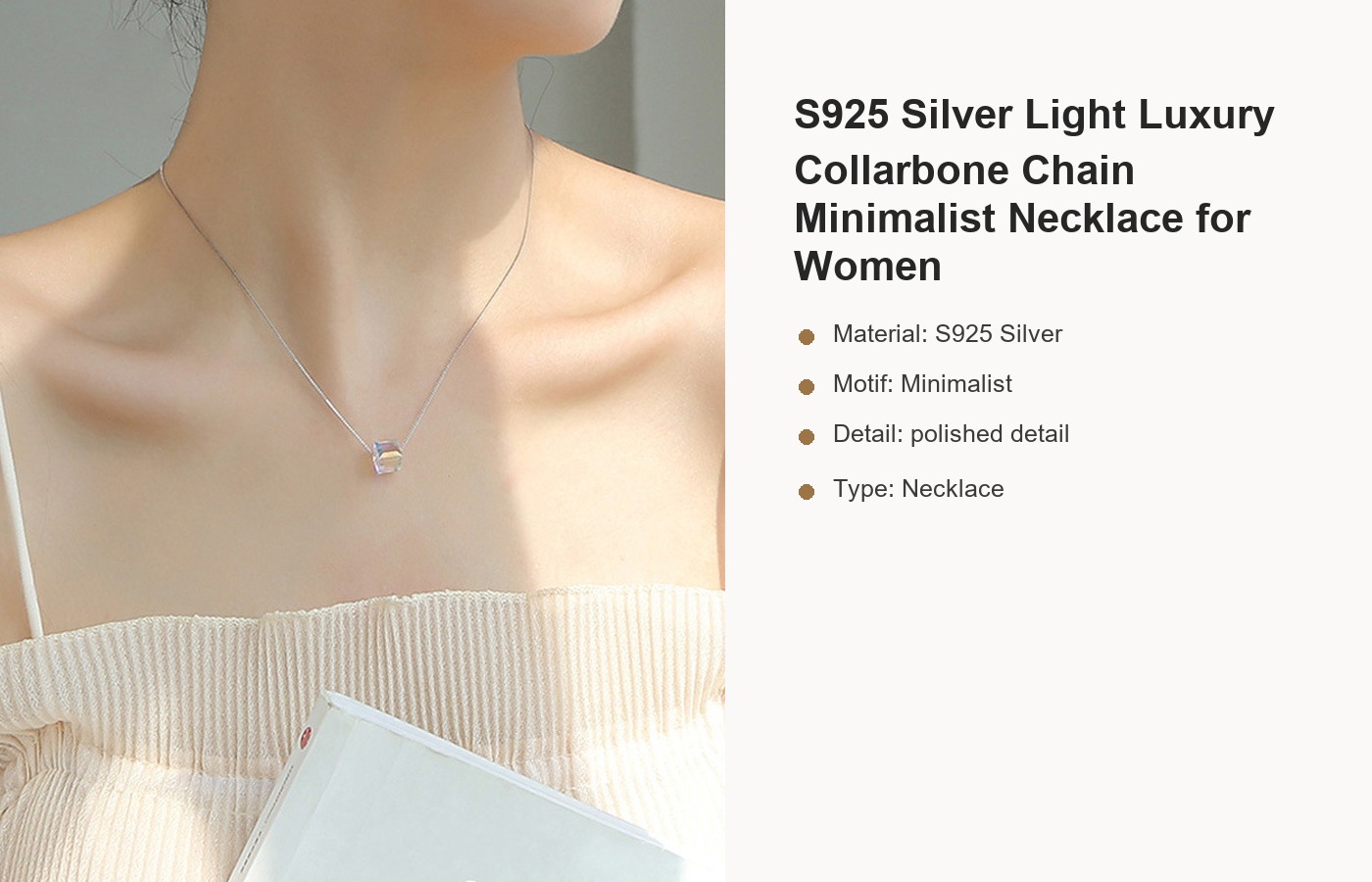 S925 Silver Light Luxury Collarbone Chain Minimalist Necklace for Women detail image
