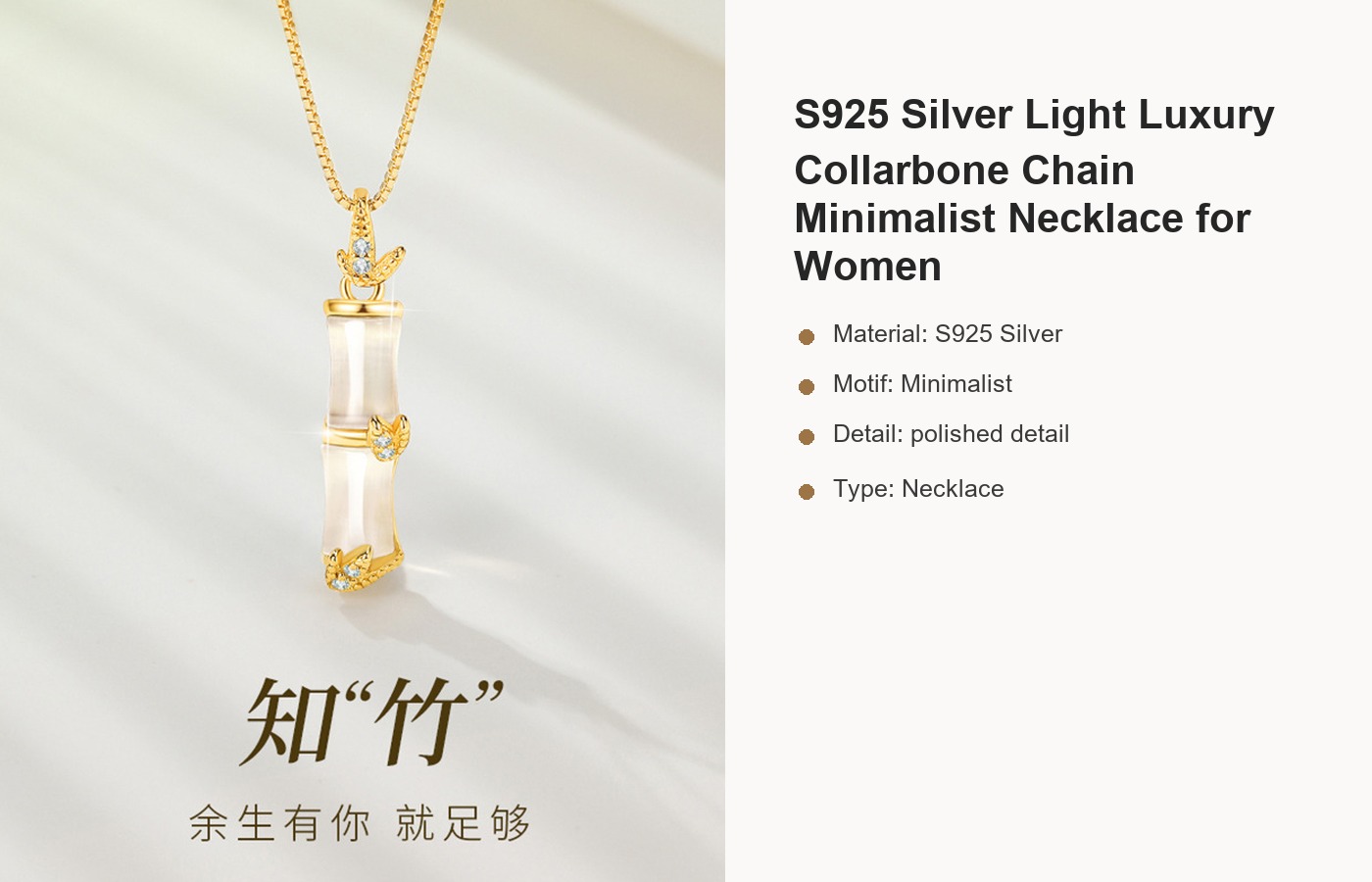 S925 Silver Light Luxury Collarbone Chain Minimalist Necklace for Women detail image