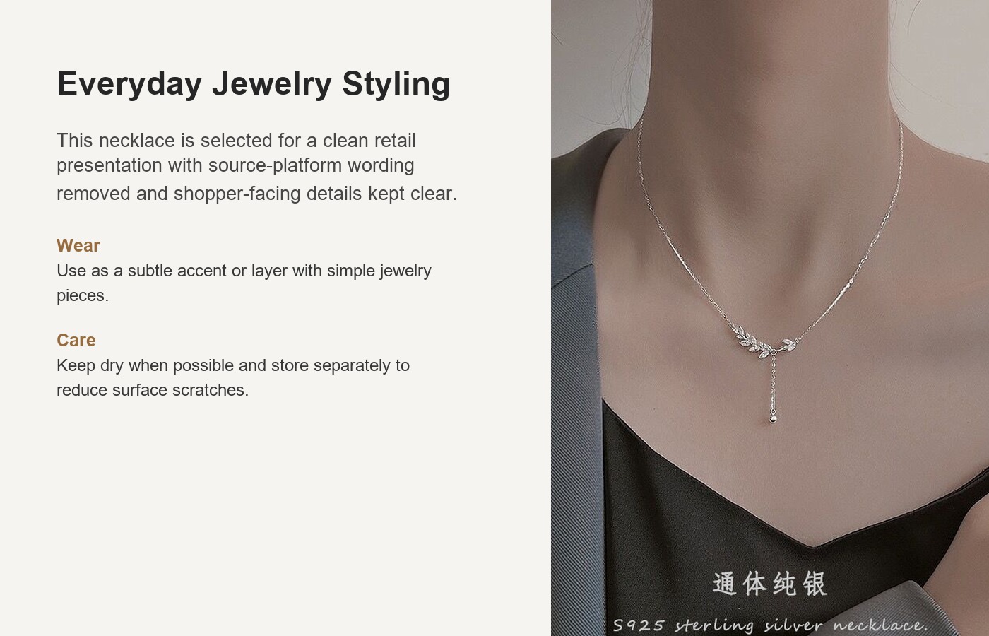S925 Silver Light Luxury Collarbone Chain Minimalist Necklace for Women detail image