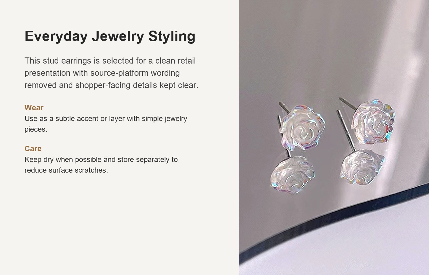 S925 Silver Light Luxury French Vintage Minimalist Stud Earrings for Women detail image