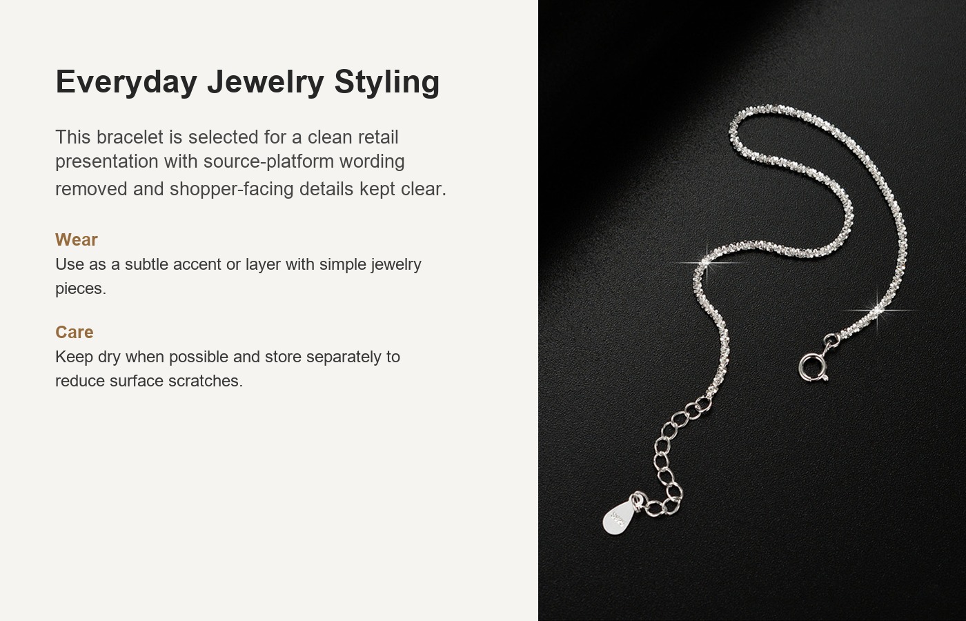S925 Silver Light Luxury Minimalist Bracelet for Women detail image