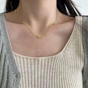 S925 Silver Oval Link Minimalist Collarbone Chain Cross Chain Necklace for Women product image 1