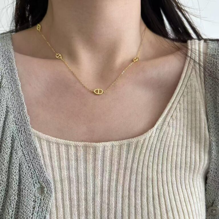 S925 Silver Oval Link Minimalist Collarbone Chain Cross Chain Necklace for Women product image 1