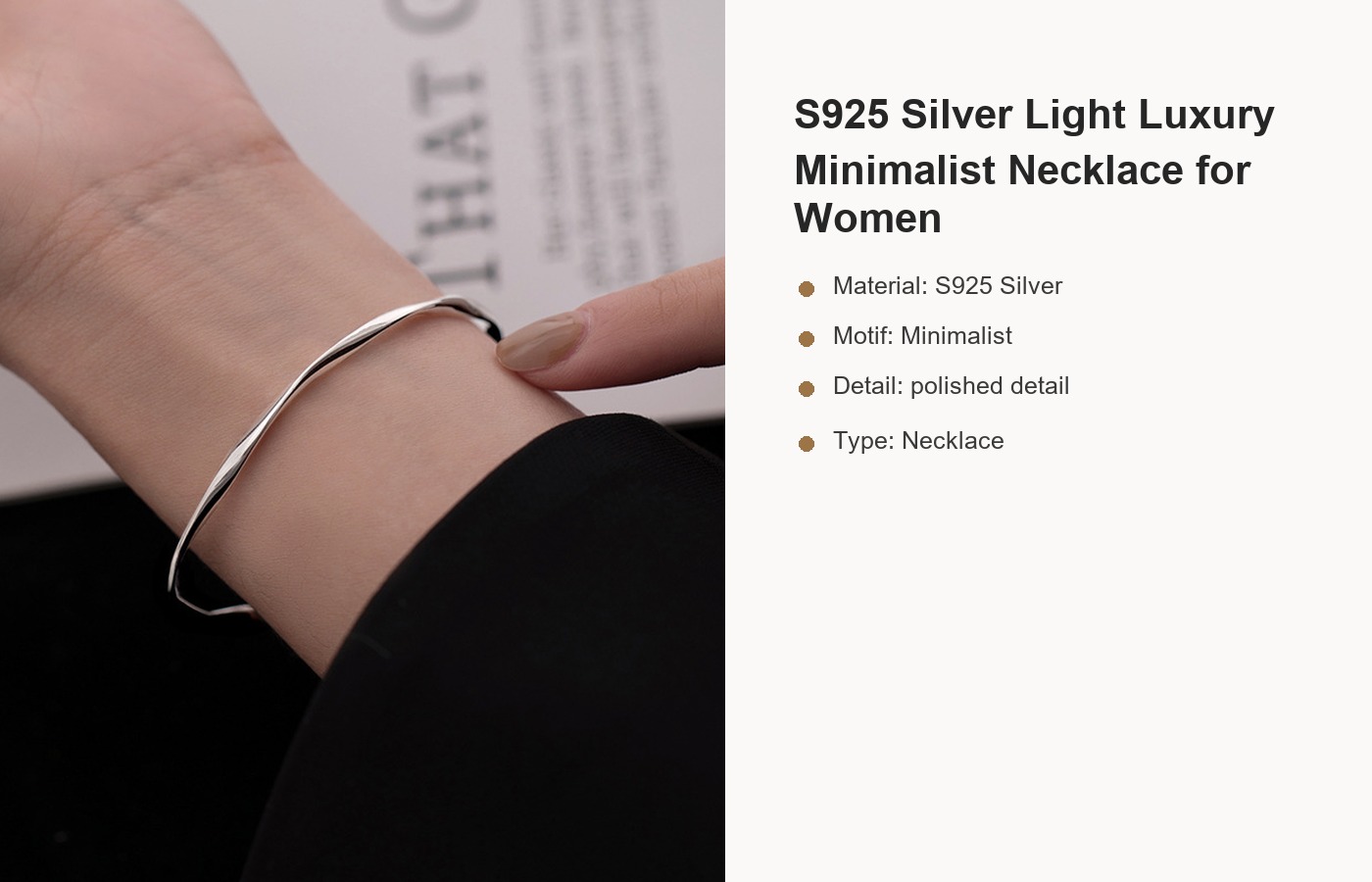 S925 Silver Light Luxury Minimalist Necklace for Women detail image